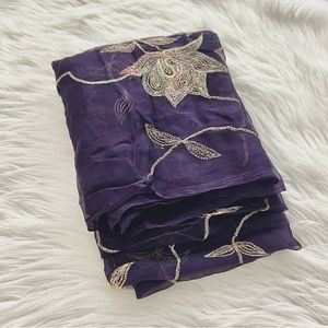 Vintage purple embroidered Indian scarf